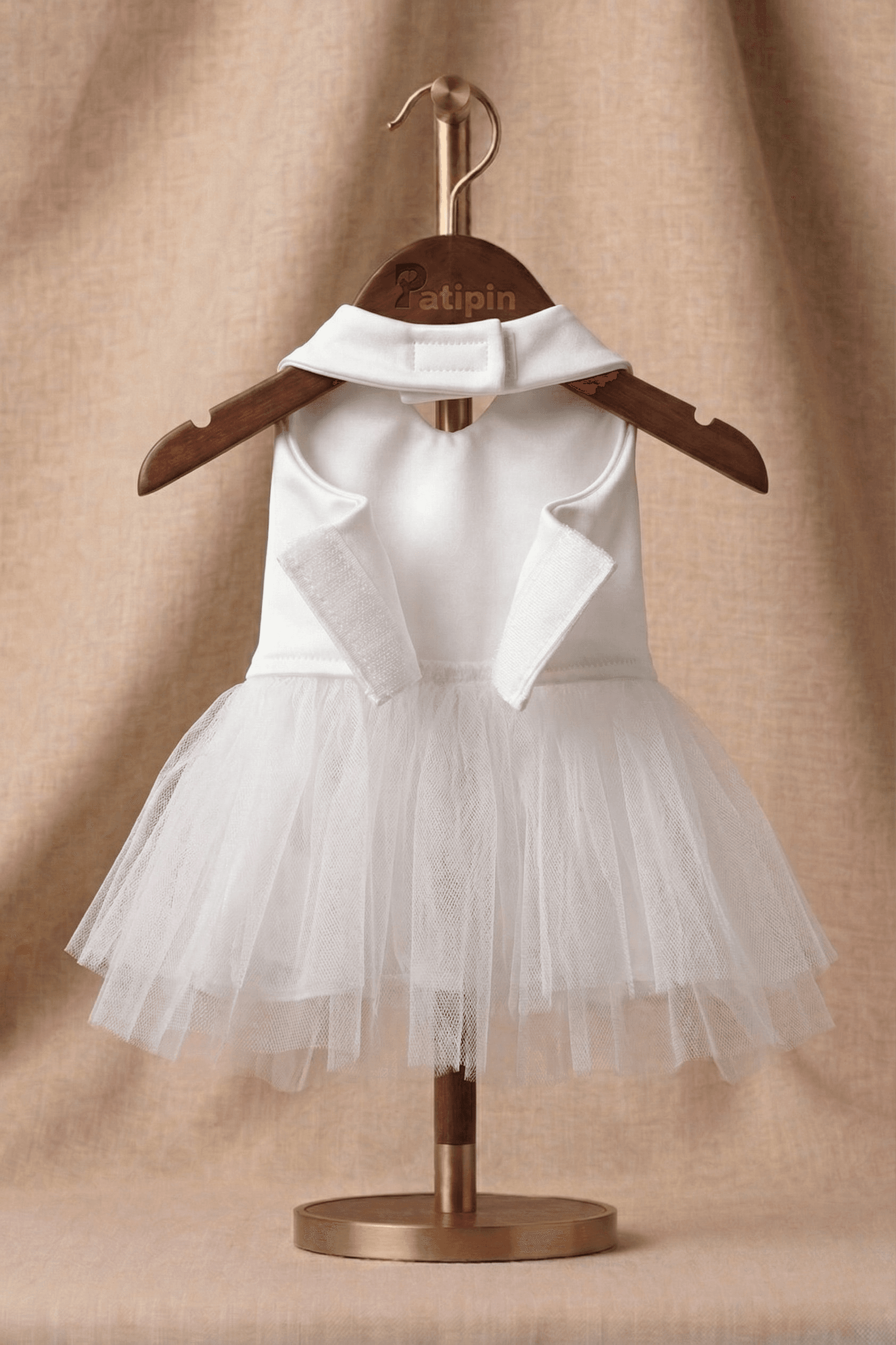 Beyaz Fiyonklu Evcil Hayvan Gelinlik Kıyafeti - Görsel 2